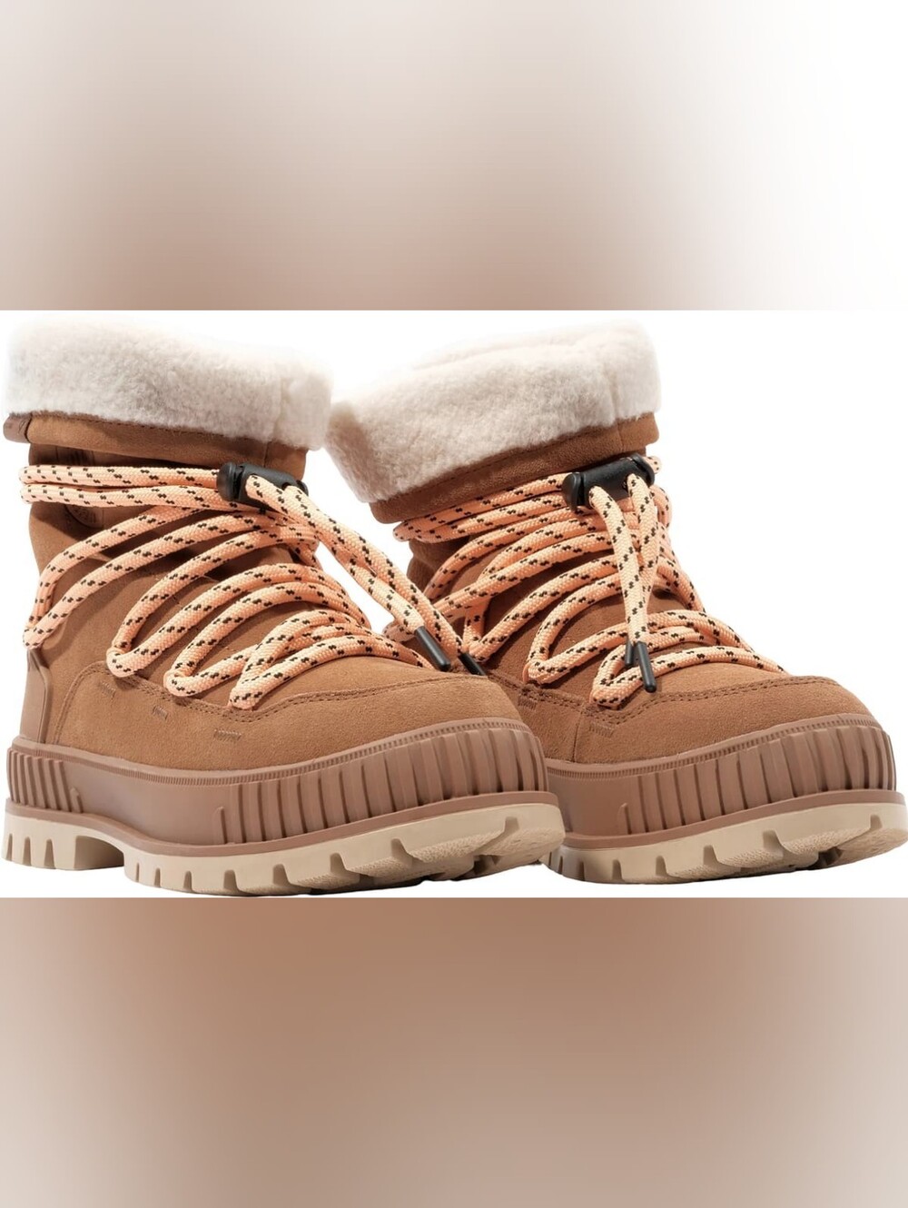 Palladium Pallashock Hiver Winter Boots in Brown With Orange Laces
